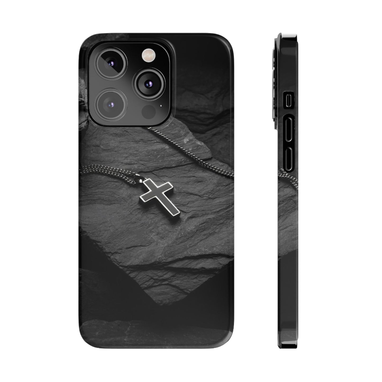 Minimalist Black Cross Slim Phone Case - Stylish & Modern Design