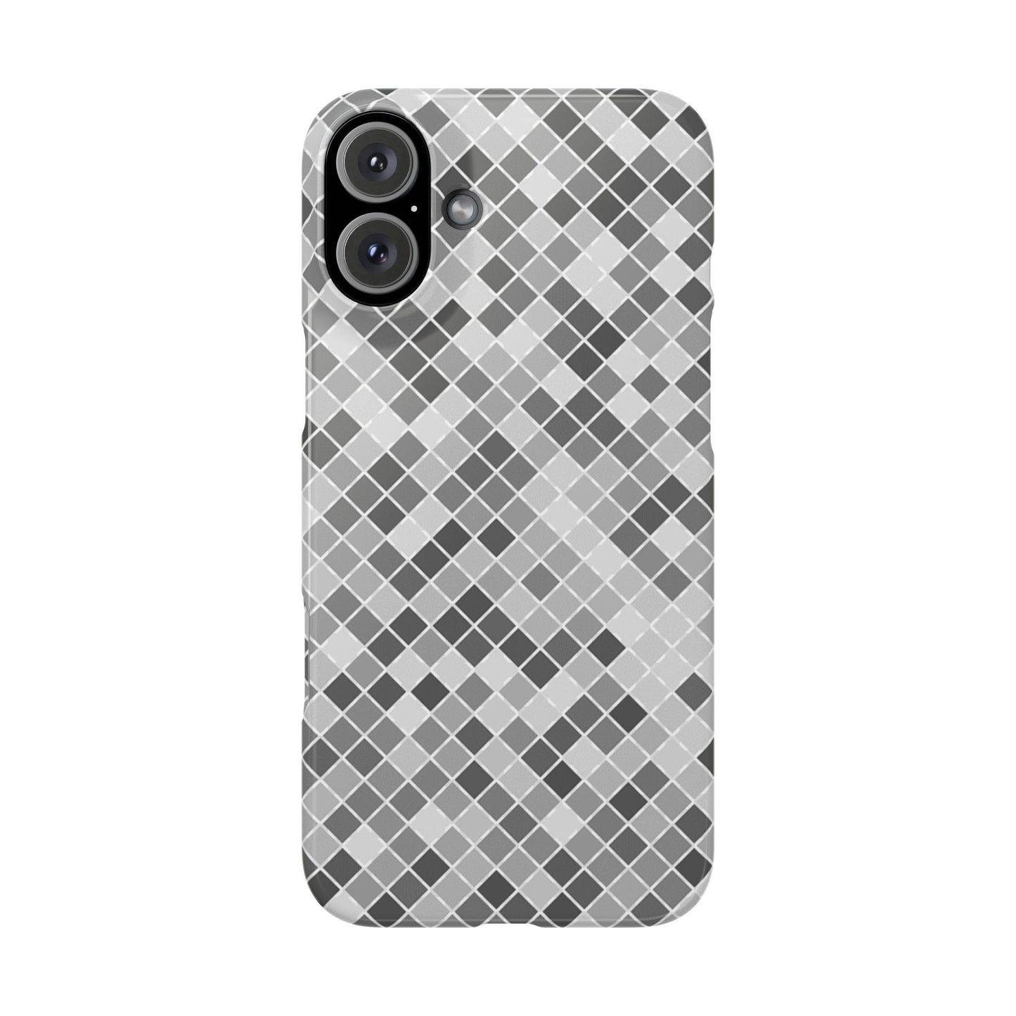 Chic Grey Mosaic Slim Phone Case - Stylish Protection for Modern Lifestyle