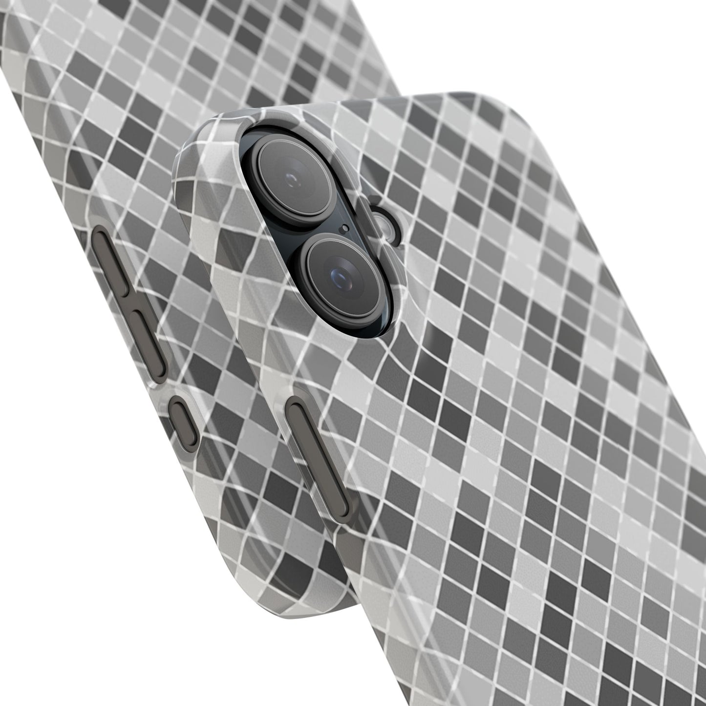 Chic Grey Mosaic Slim Phone Case - Stylish Protection for Modern Lifestyle