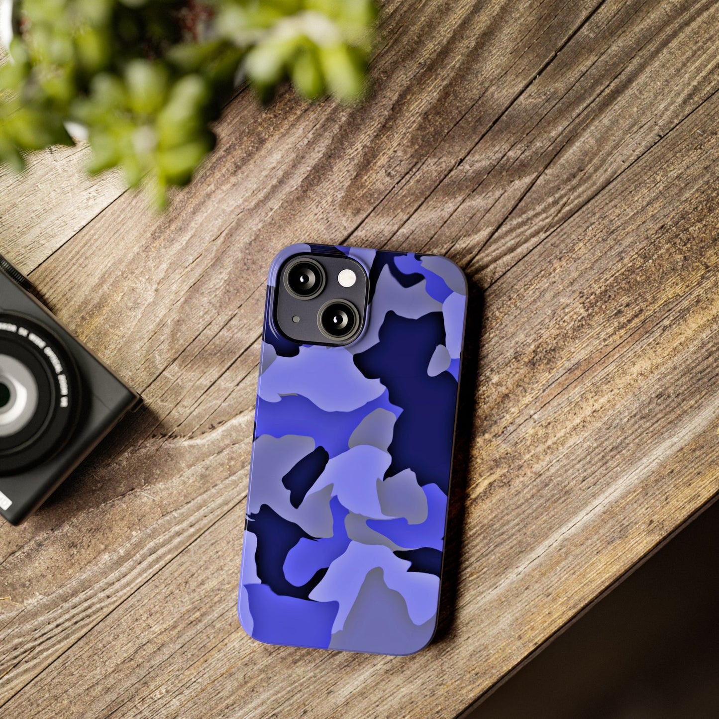 Stylish Slim Phone Case - Blue Abstract Camo Design for Trendsetters