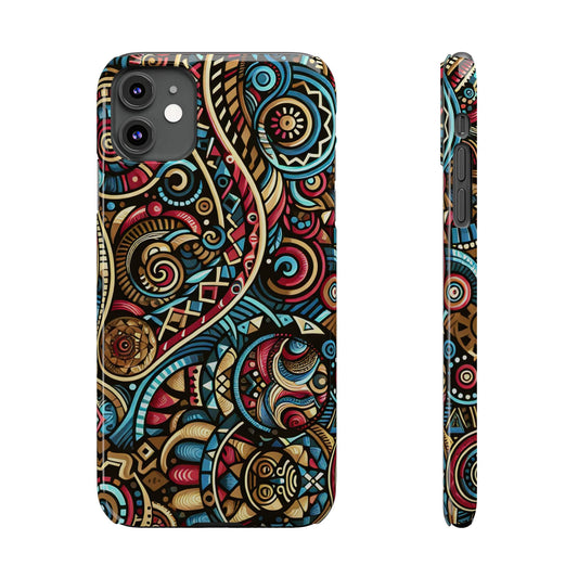 Vibrant Bohemian Slim Phone Case - Artistic Swirl Design