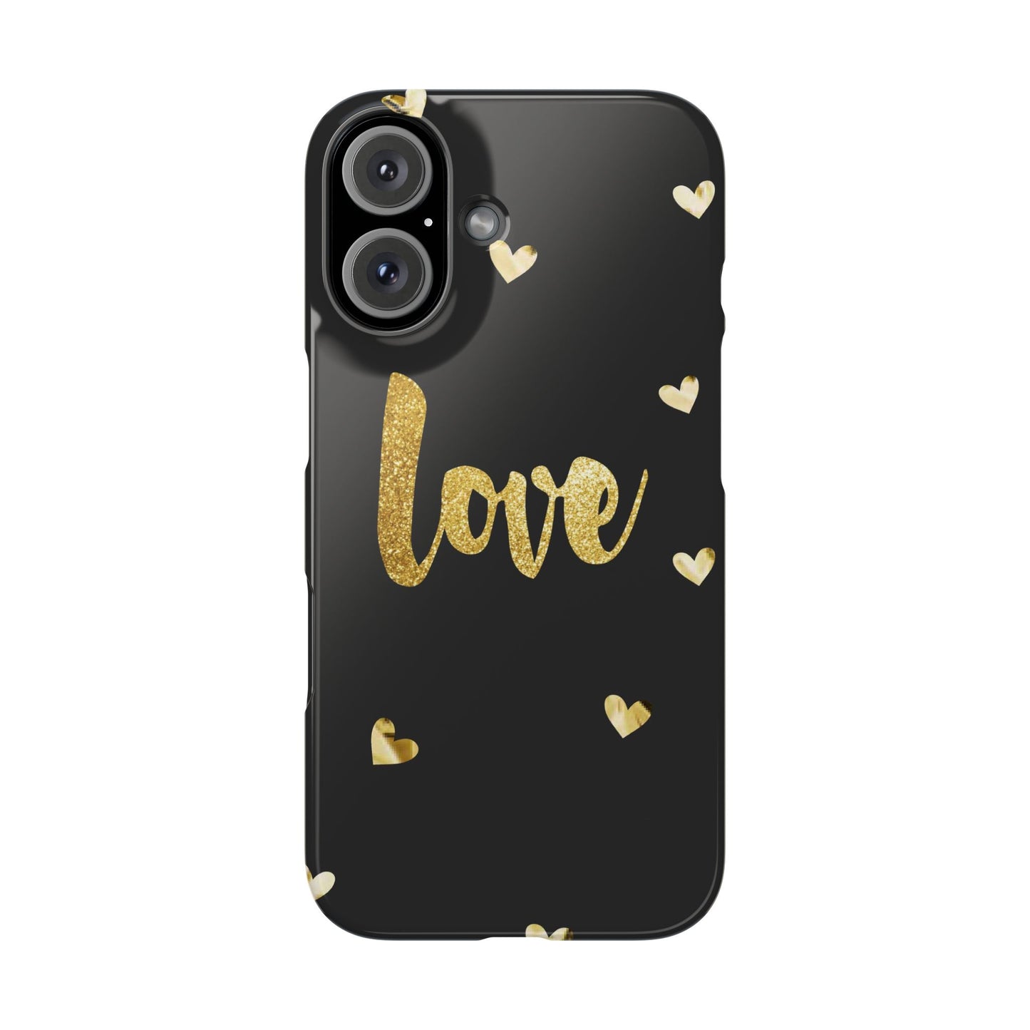 Glitter Love Slim Phone Case - Stylish Black Love Design