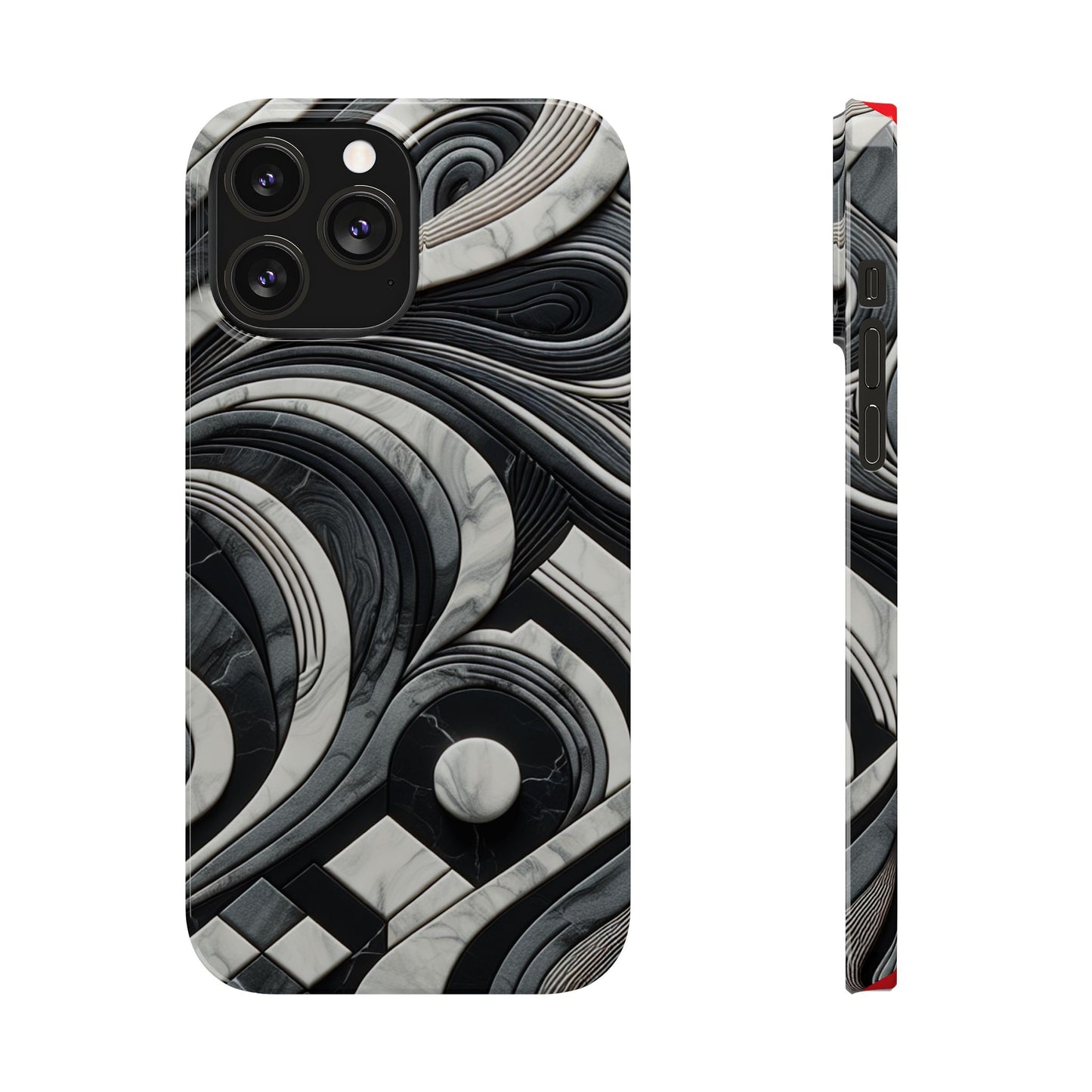 Elegant Marble Slim Phone Case - Stylish Black & White Design