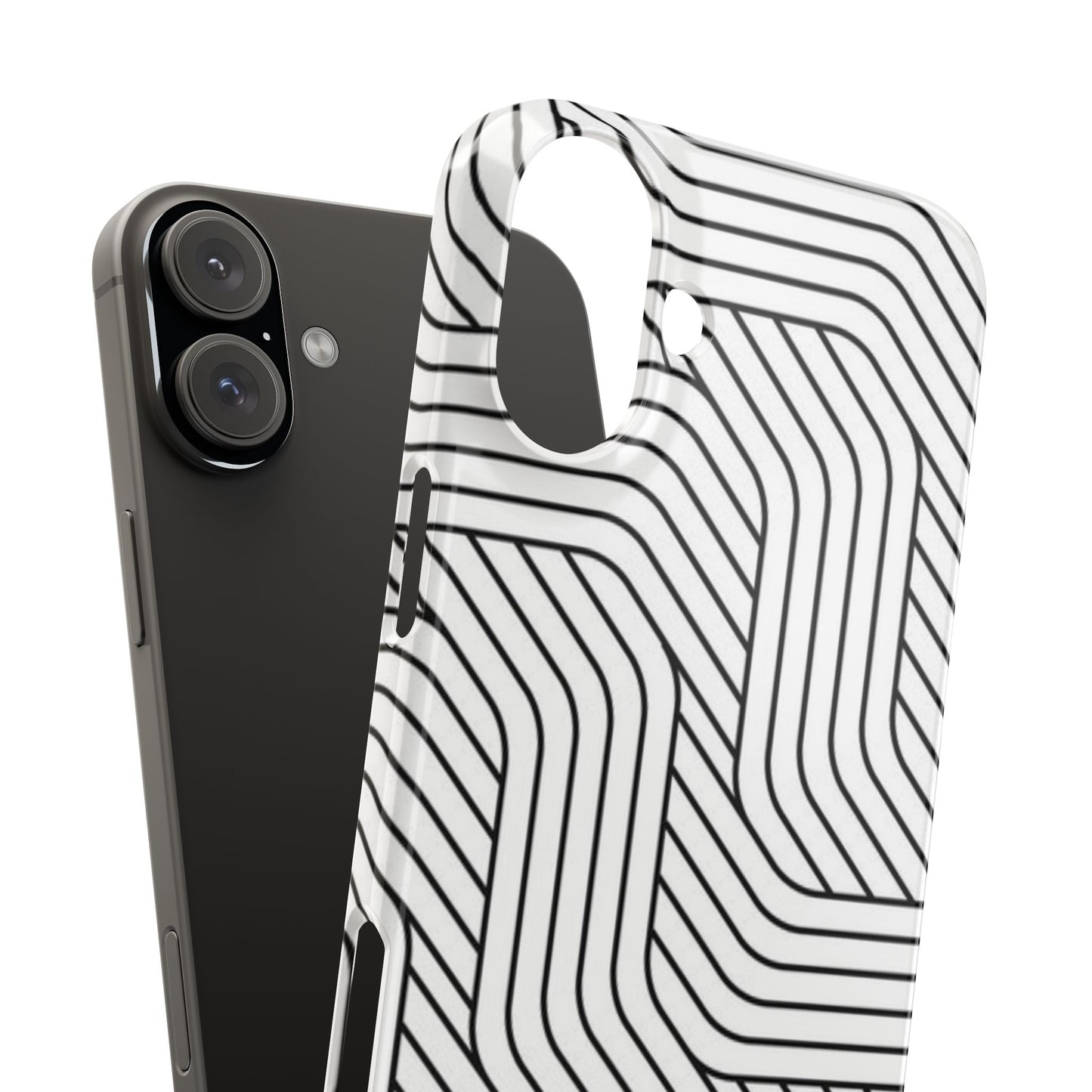 Stylish Geometric Slim Phone Case - Sleek Black and White Design for Minimalist Aesthetics