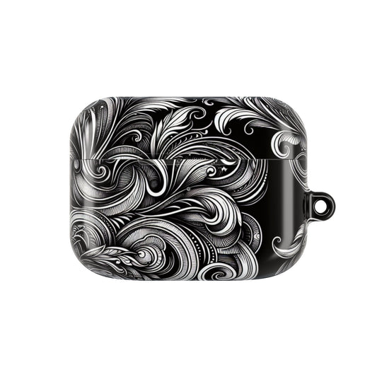 Artistic Black AirPod Case – Stylish Protection with Swirling Pattern