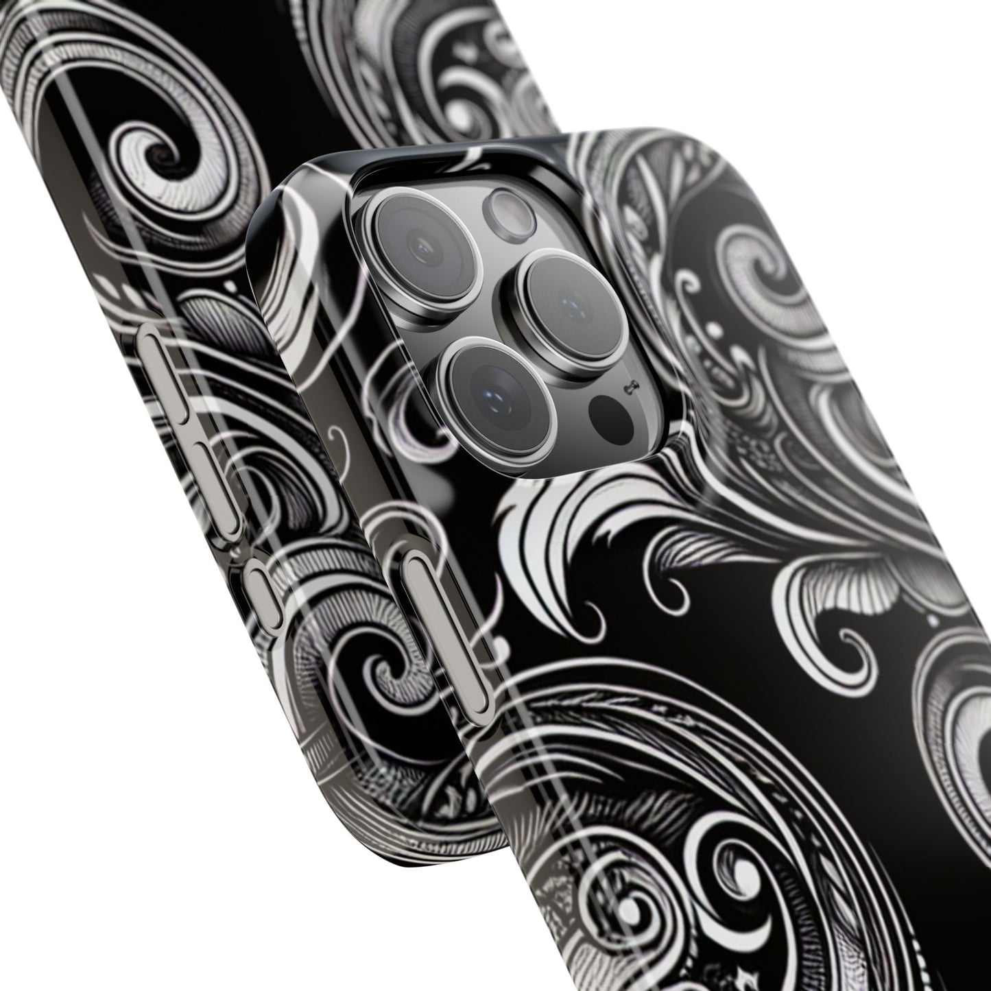 Elegant Black Swirl Slim Phone Case - Artistic Design for All Occasions