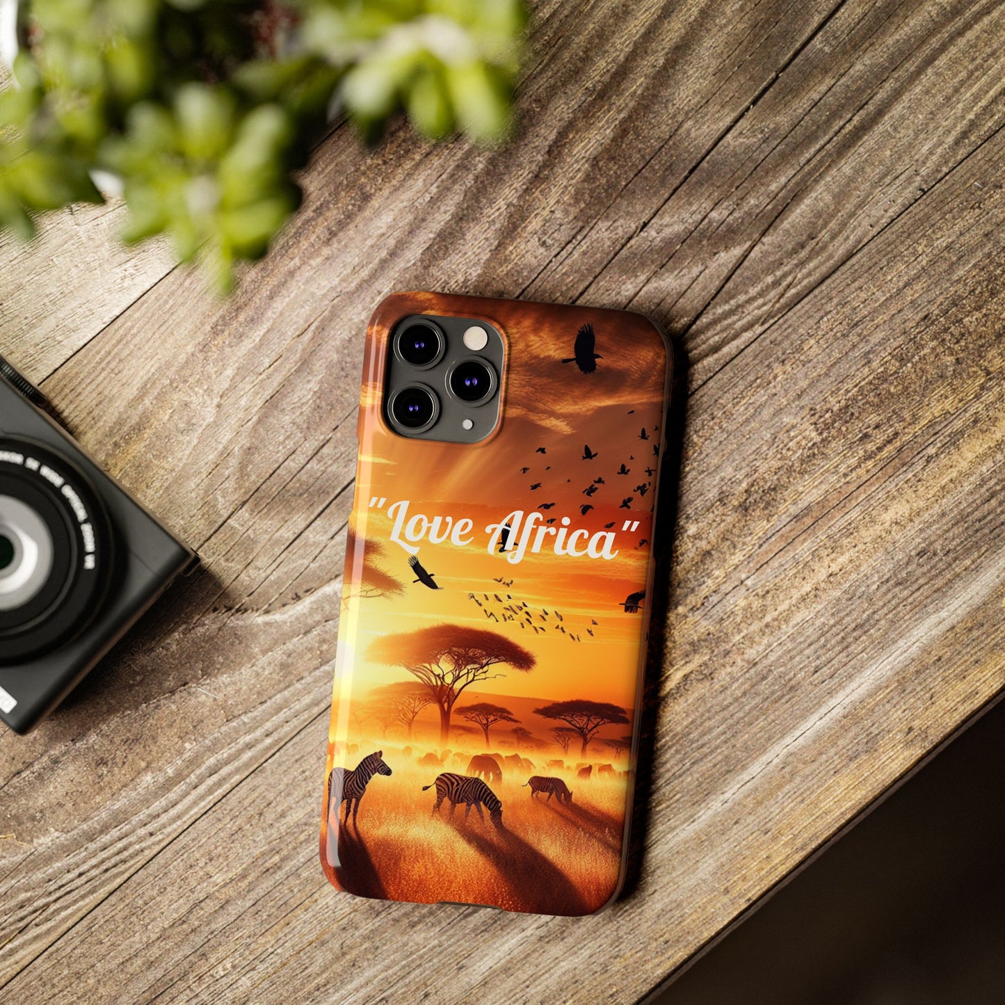 Slim Phone Case - "Love Africa" Sunset Design - Perfect Gift for Nature Lovers