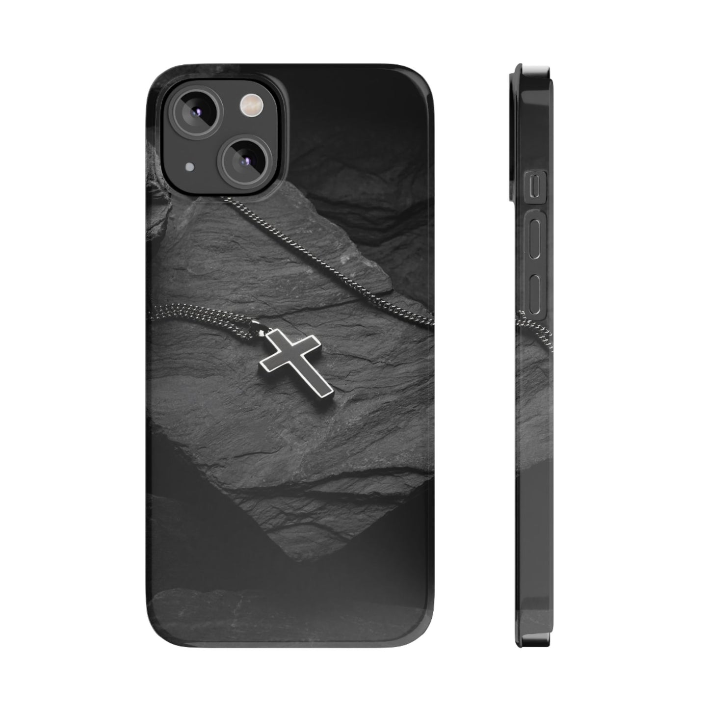 Minimalist Black Cross Slim Phone Case - Stylish & Modern Design