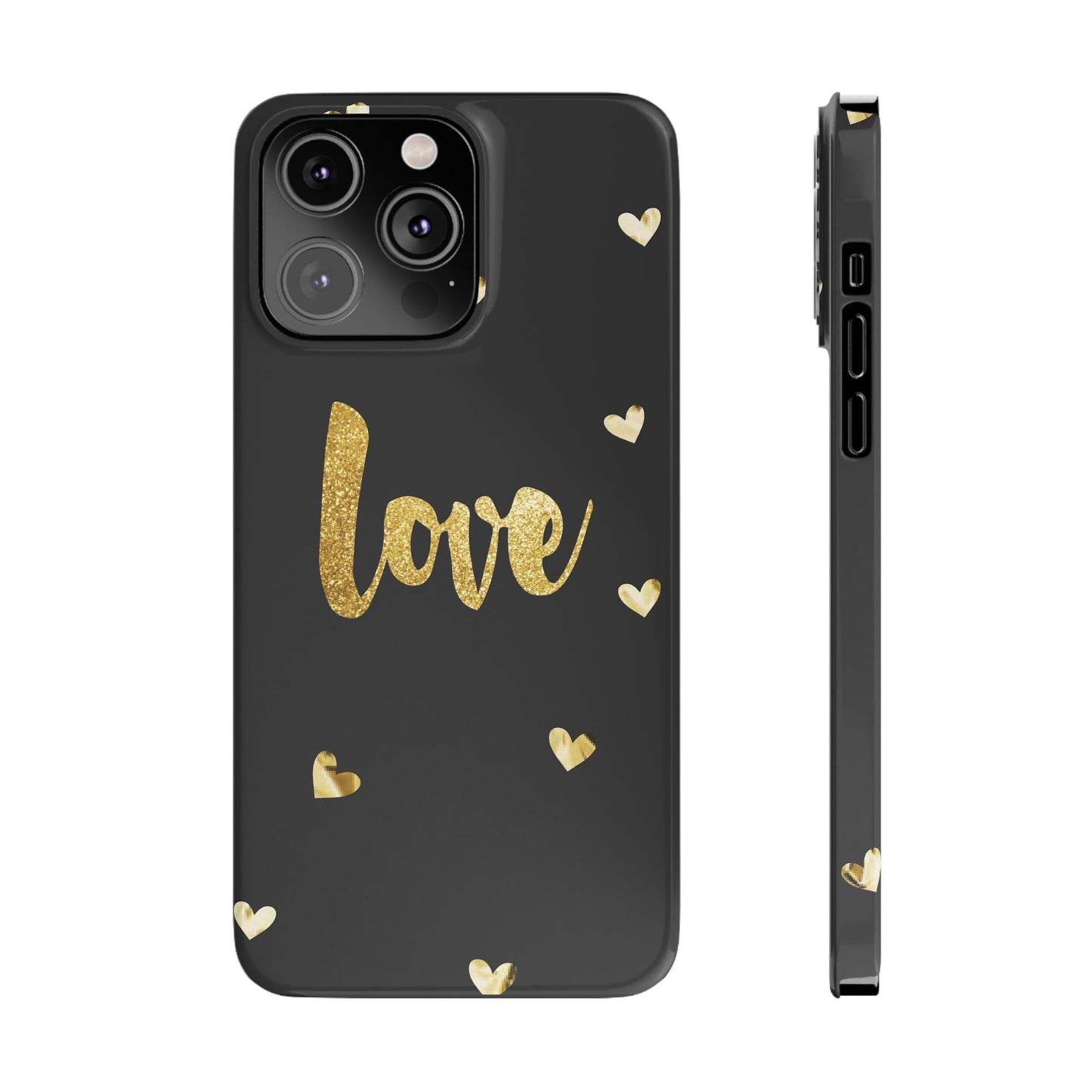 Glitter Love Slim Phone Case - Stylish Black Love Design