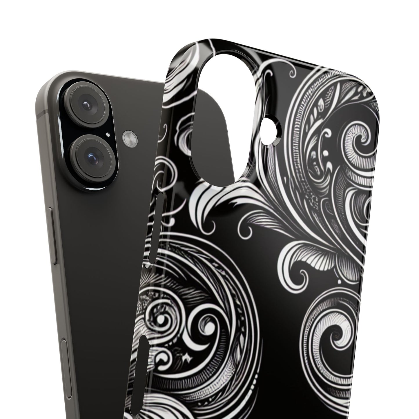 Elegant Black Swirl Slim Phone Case - Artistic Design for All Occasions