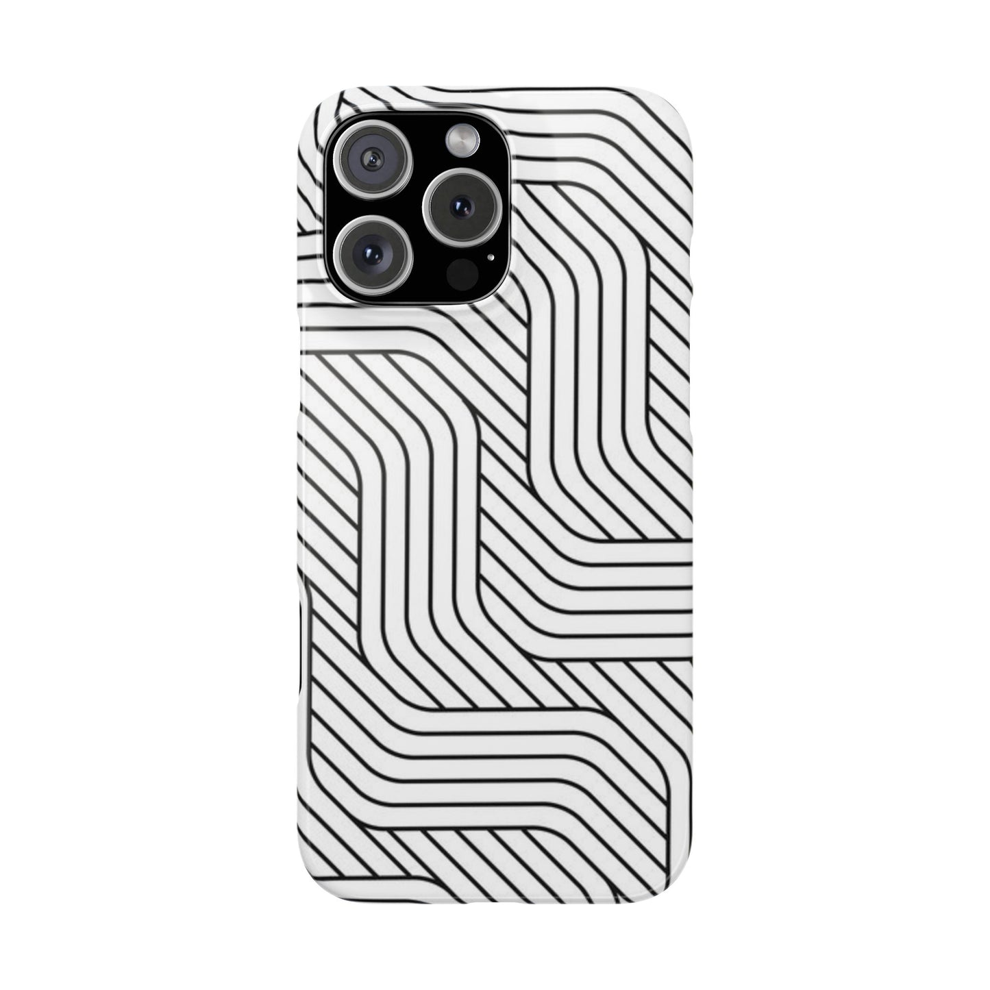 Stylish Geometric Slim Phone Case - Sleek Black and White Design for Minimalist Aesthetics