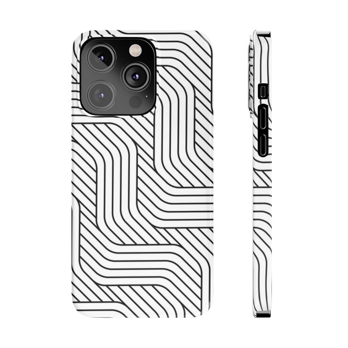 Stylish Geometric Slim Phone Case - Sleek Black and White Design for Minimalist Aesthetics