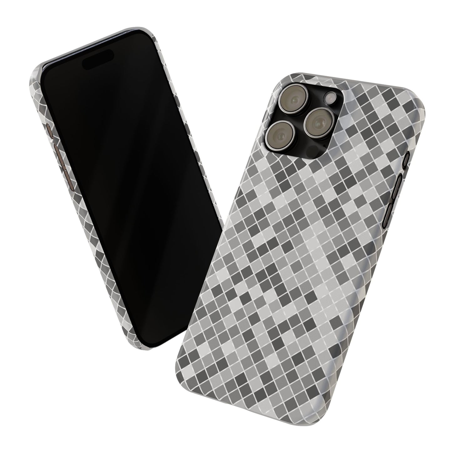 Chic Grey Mosaic Slim Phone Case - Stylish Protection for Modern Lifestyle