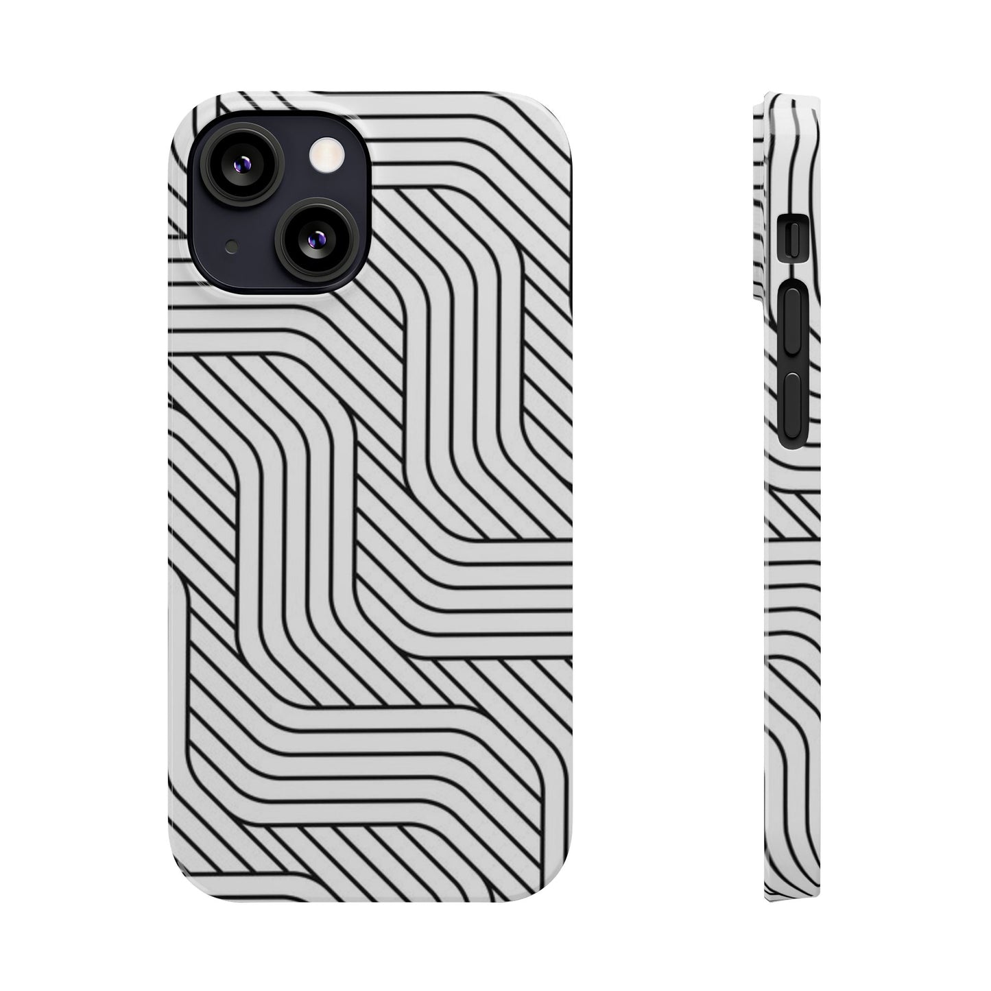 Stylish Geometric Slim Phone Case - Sleek Black and White Design for Minimalist Aesthetics