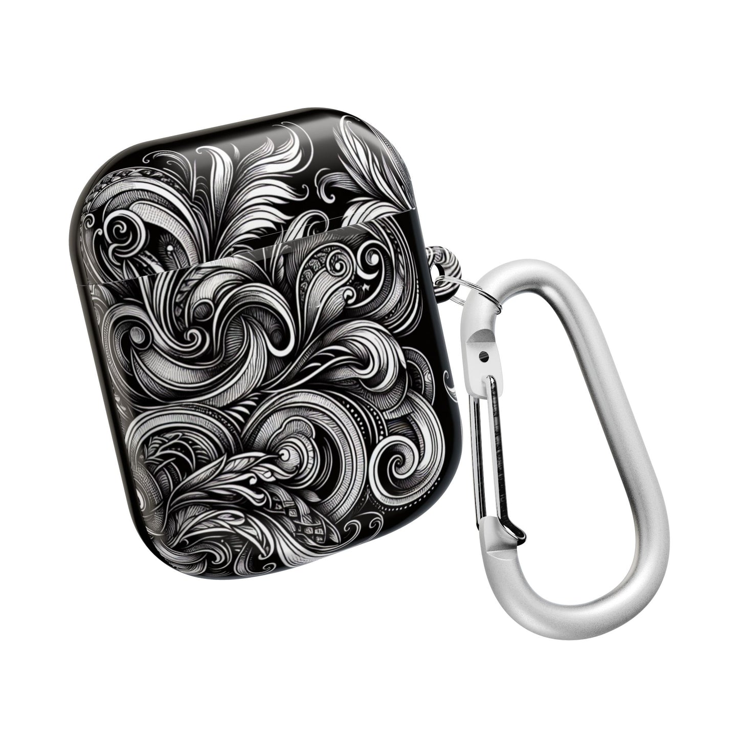 Artistic Black AirPod Case – Stylish Protection with Swirling Pattern