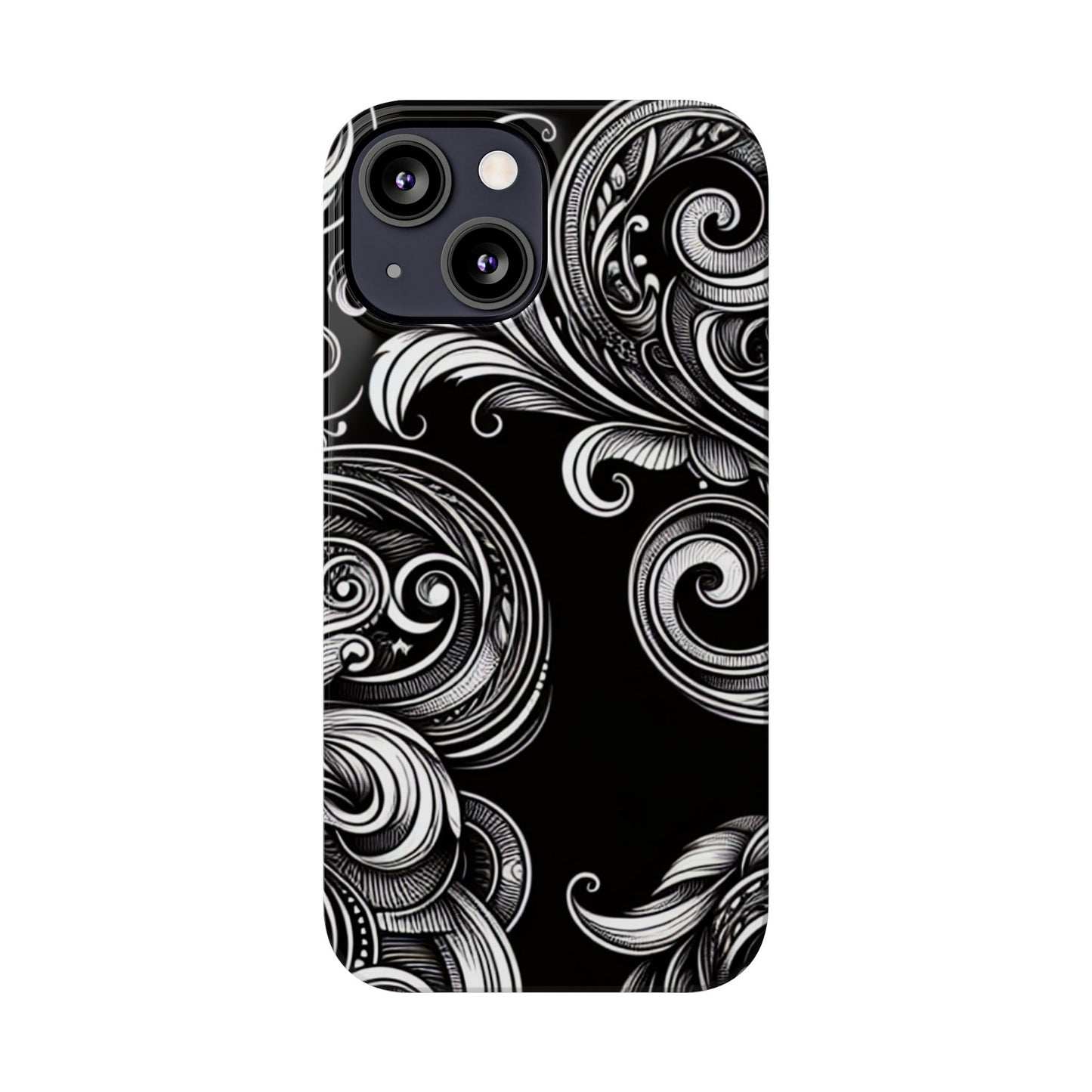 Elegant Black Swirl Slim Phone Case - Artistic Design for All Occasions