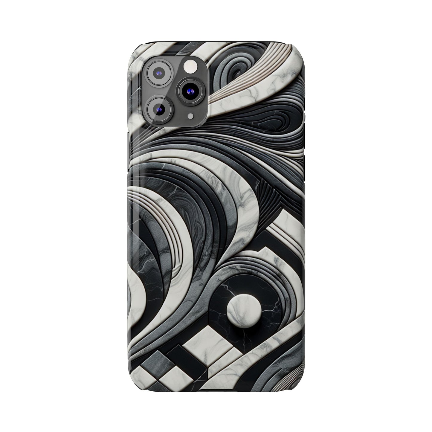 Elegant Marble Slim Phone Case - Stylish Black & White Design