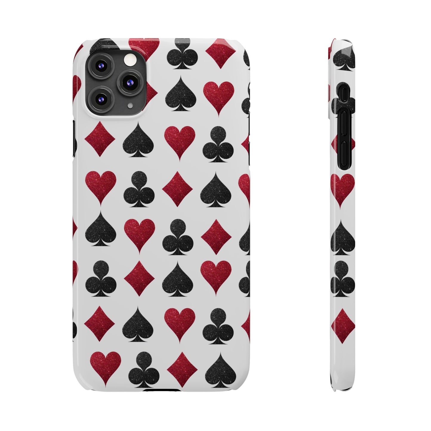 Stylish Playing Card Slim Phone Case - Red & Black Design