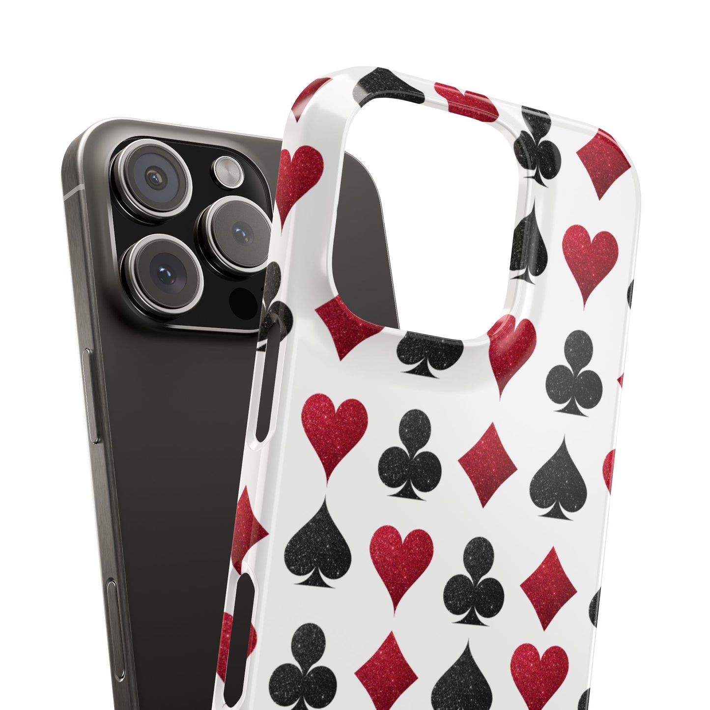 Stylish Playing Card Slim Phone Case - Red & Black Design