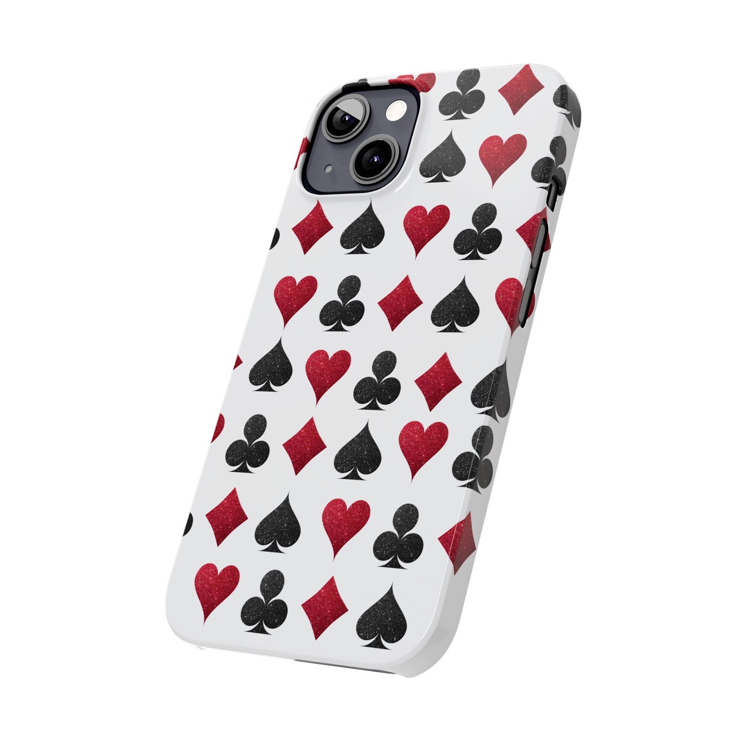 Stylish Playing Card Slim Phone Case - Red & Black Design