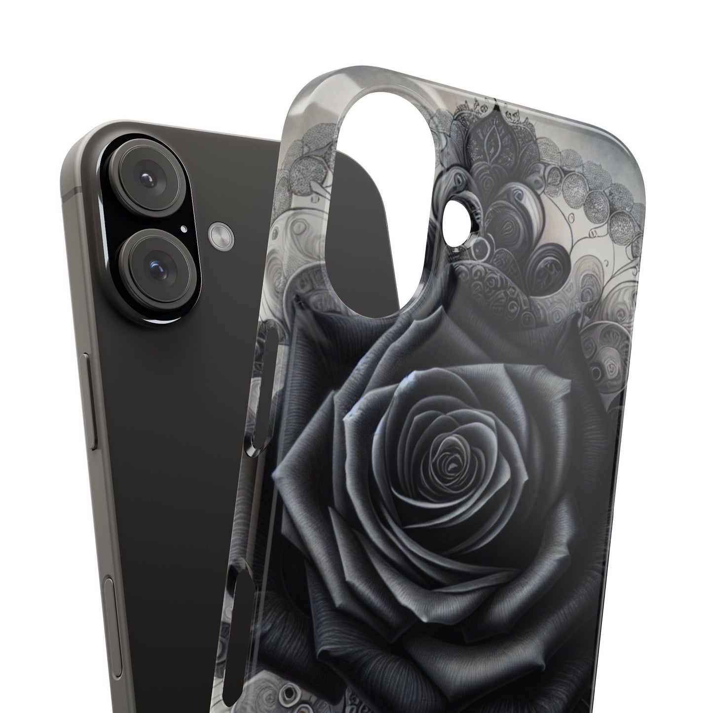 Elegant Black Rose Slim Phone Case for Stylish Protection