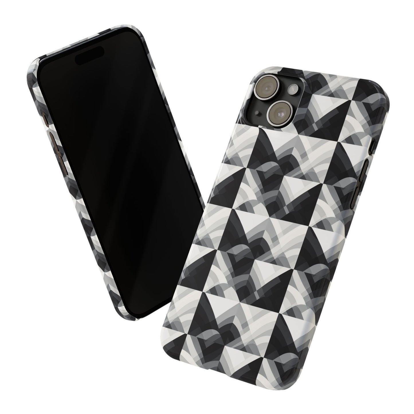 Stylish Black and Gray Slim Phone Case - Geometric Pattern for Modern Aesthetics