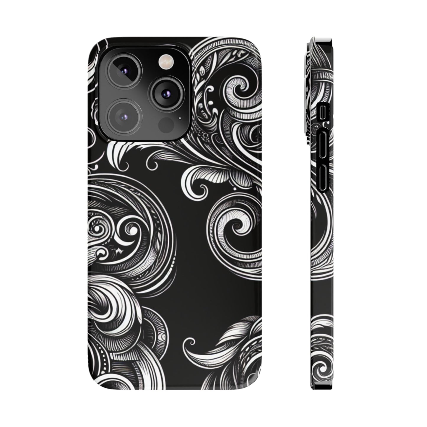 Elegant Black Swirl Slim Phone Case - Artistic Design for All Occasions