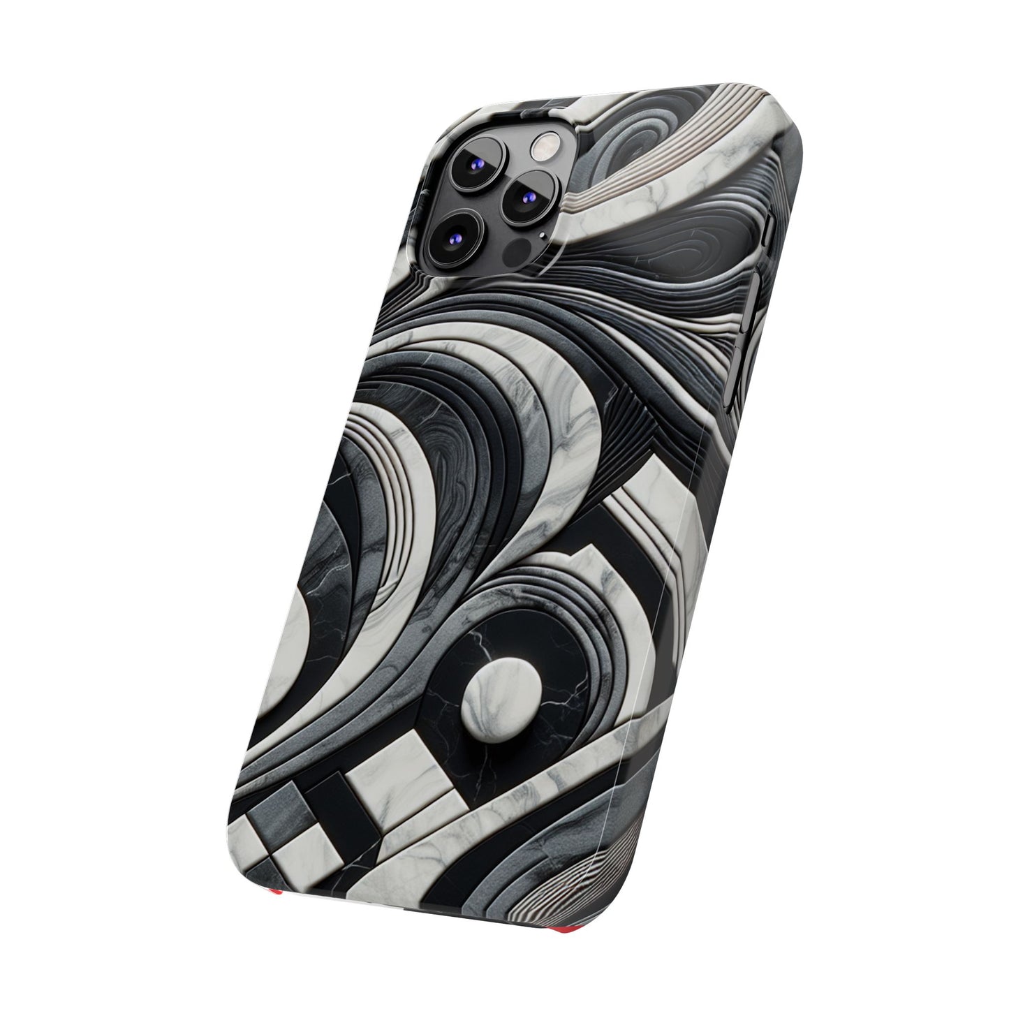 Elegant Marble Slim Phone Case - Stylish Black & White Design