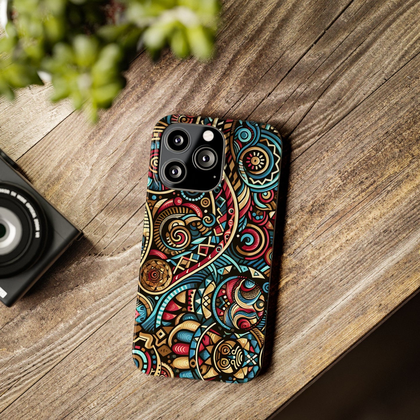 Vibrant Bohemian Slim Phone Case - Artistic Swirl Design