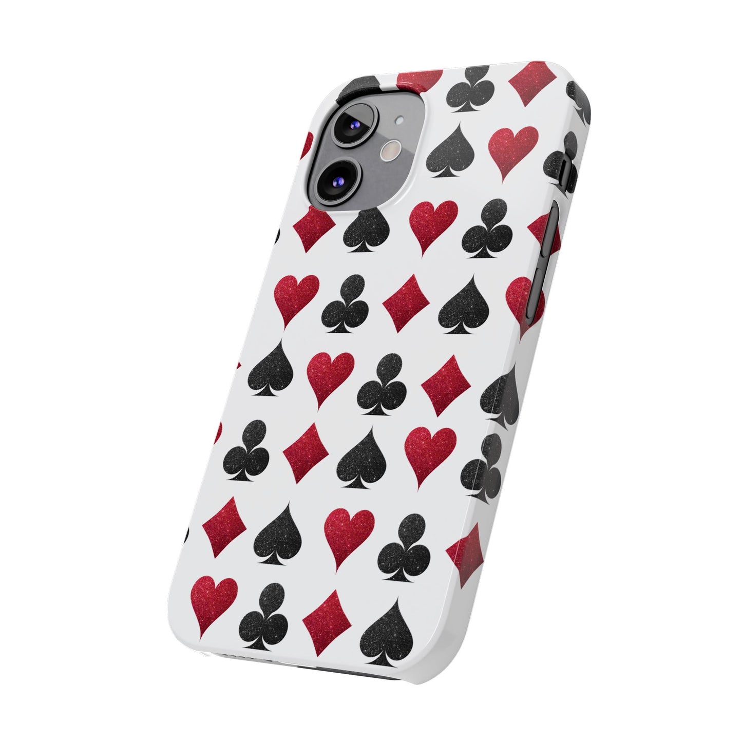 Stylish Playing Card Slim Phone Case - Red & Black Design