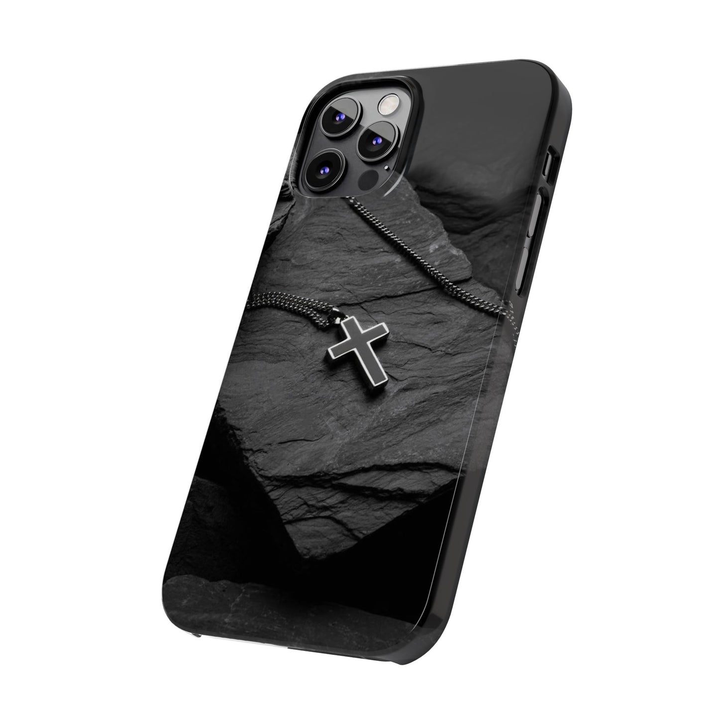 Minimalist Black Cross Slim Phone Case - Stylish & Modern Design