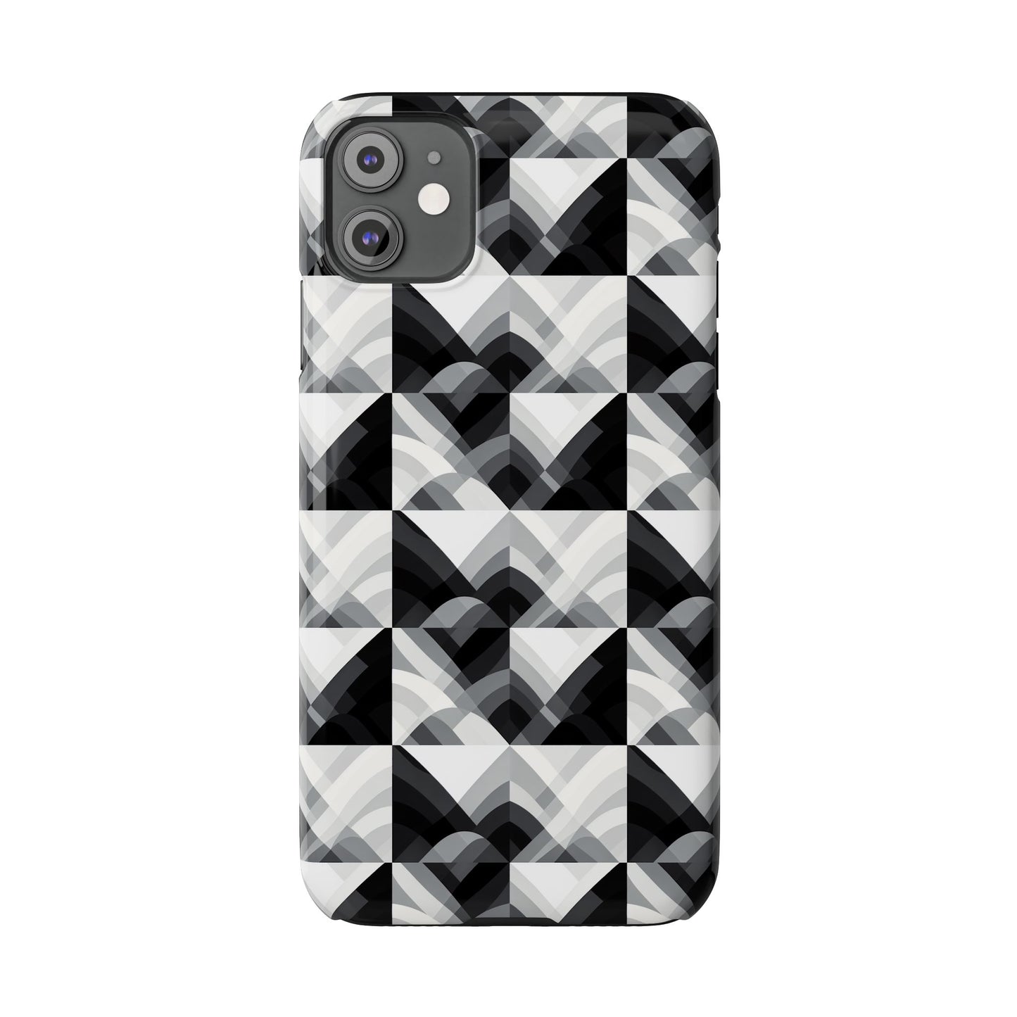 Stylish Black and Gray Slim Phone Case - Geometric Pattern for Modern Aesthetics