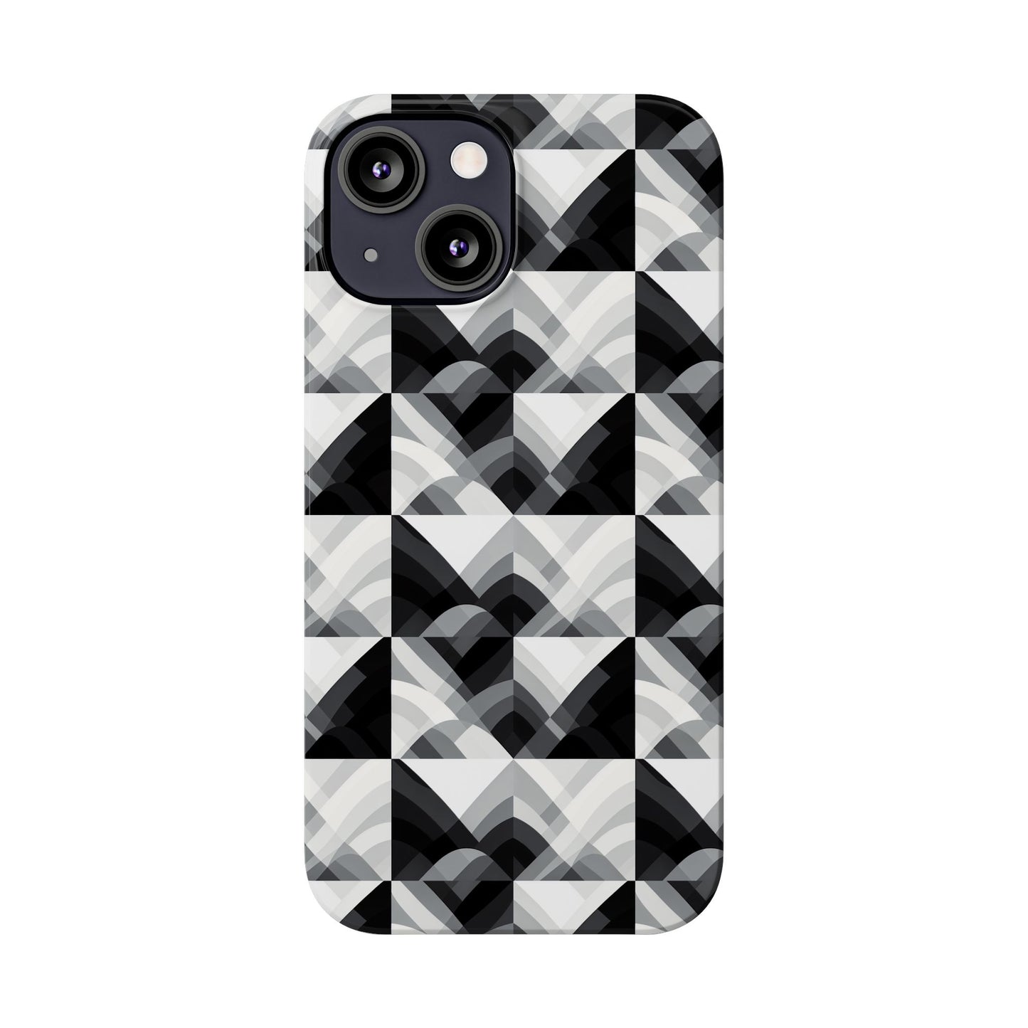 Stylish Black and Gray Slim Phone Case - Geometric Pattern for Modern Aesthetics