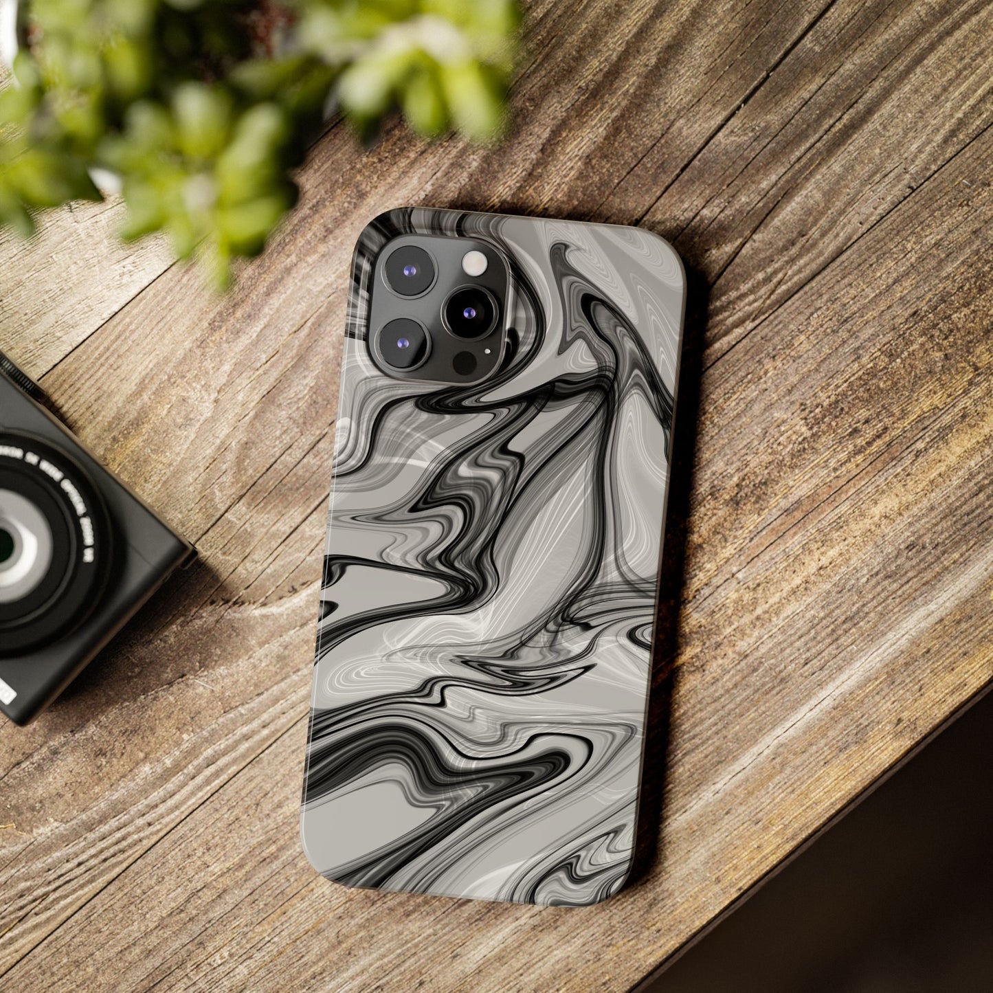 Stylish Black and Gray Abstract Slim Phone Case