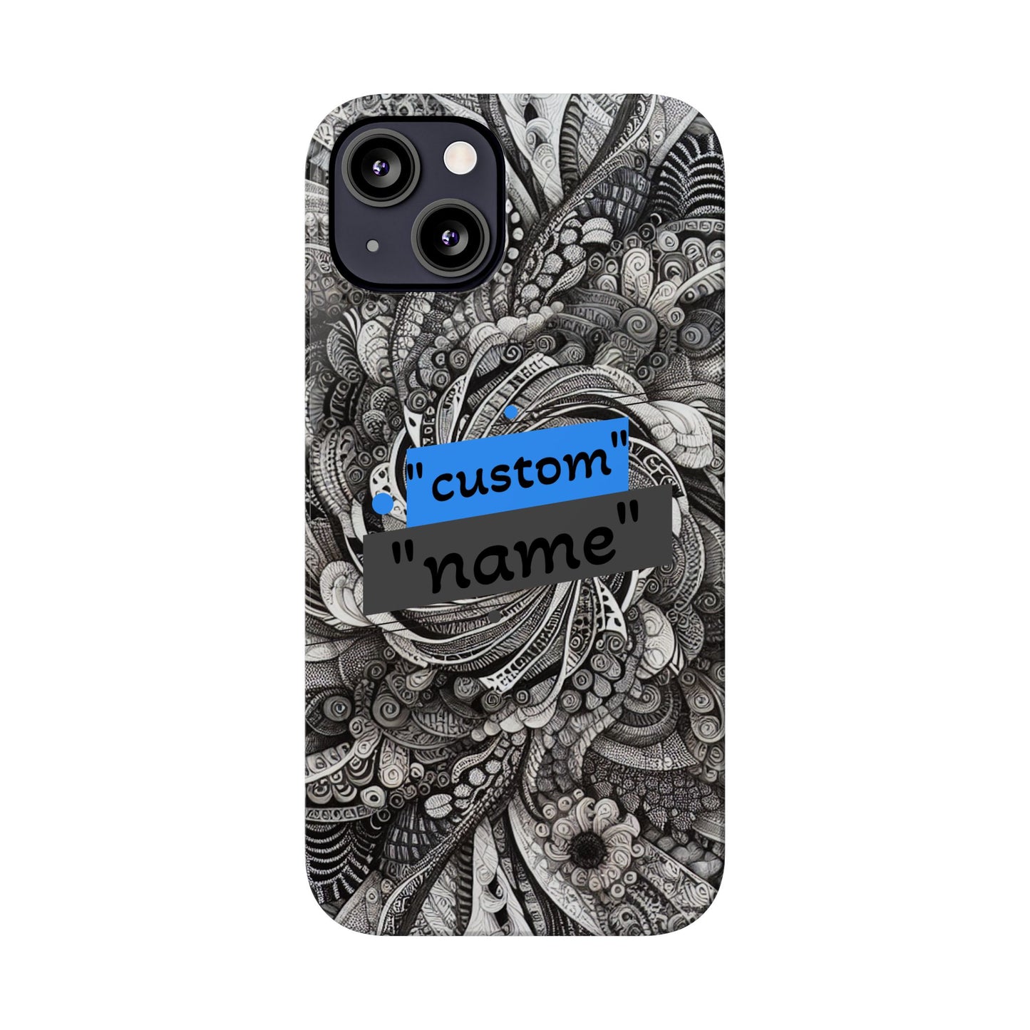 Customizable Slim Phone Cases - Personalized Black Swirl Design