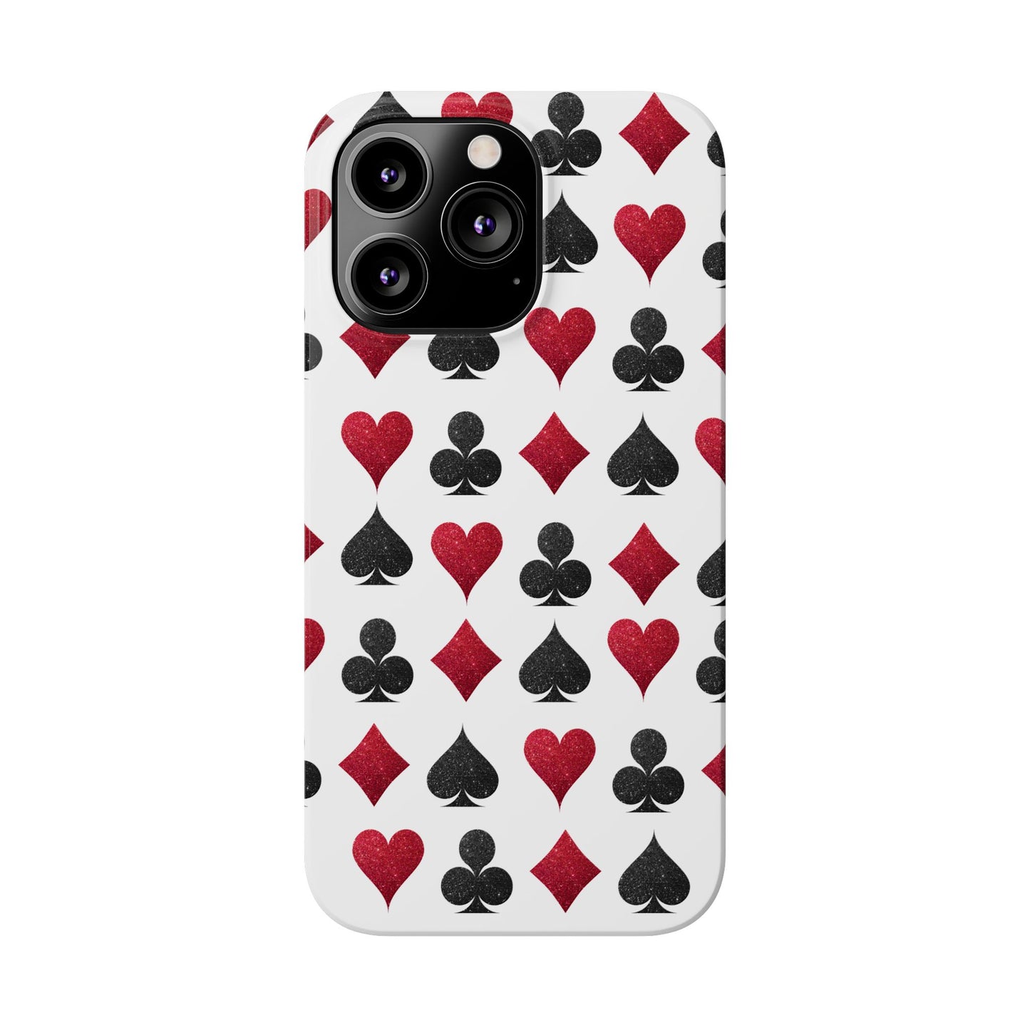 Stylish Playing Card Slim Phone Case - Red & Black Design