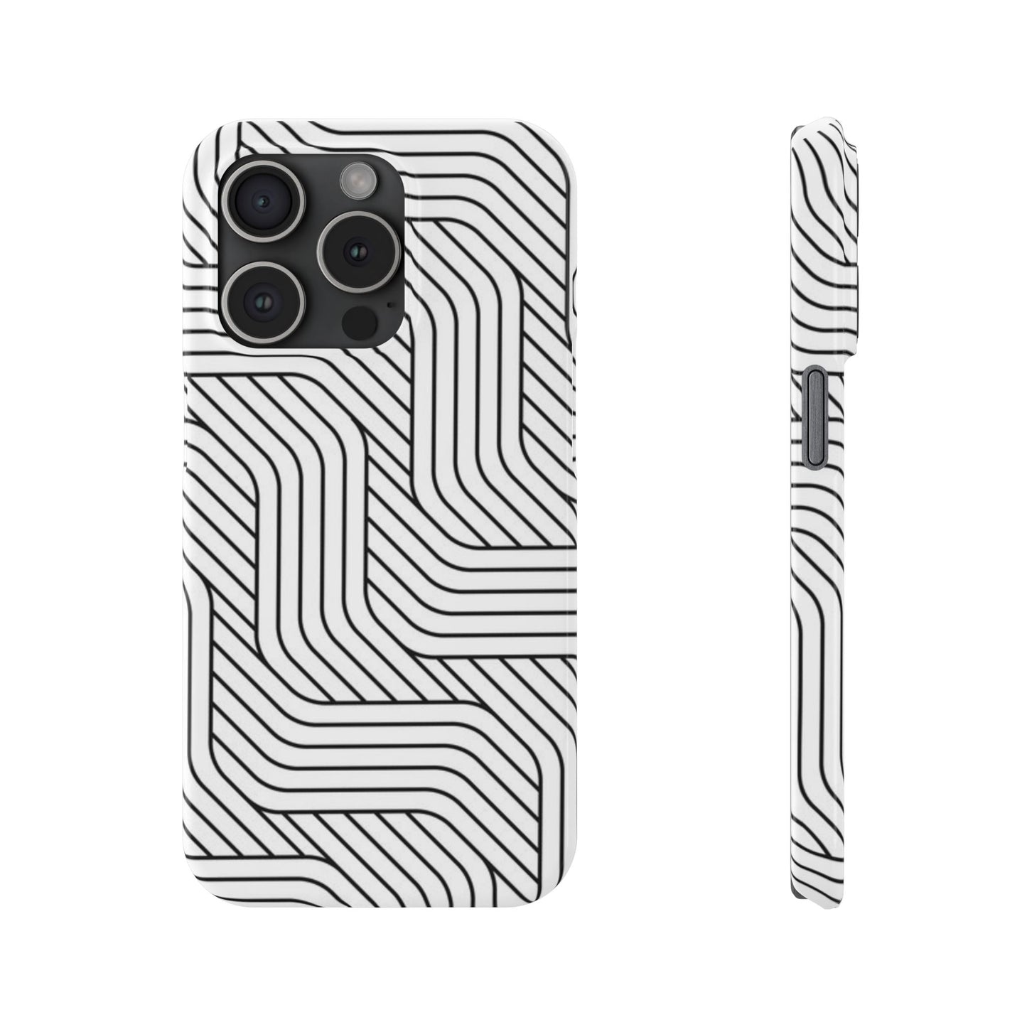 Stylish Geometric Slim Phone Case - Sleek Black and White Design for Minimalist Aesthetics