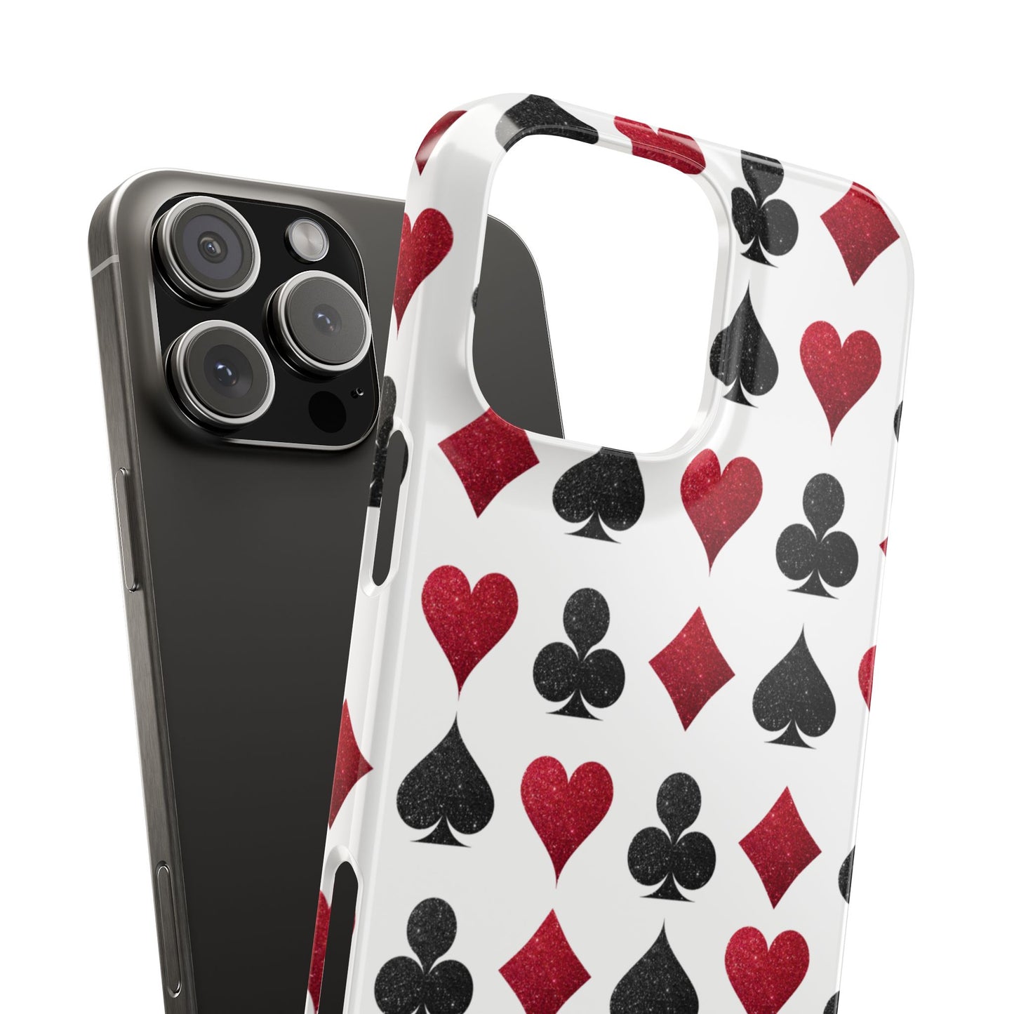 Stylish Playing Card Slim Phone Case - Red & Black Design