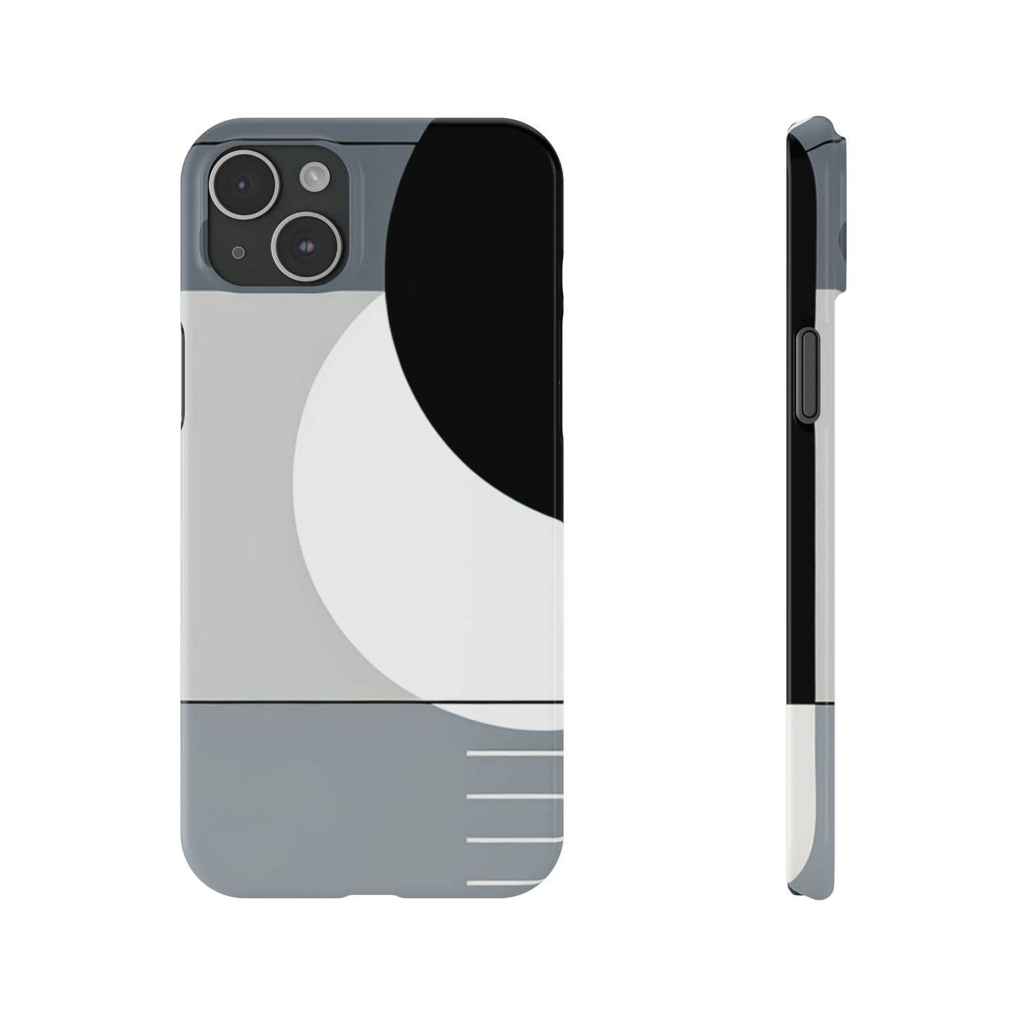 Minimalist Abstract Slim Phone Case - Modern Black and Gray Design