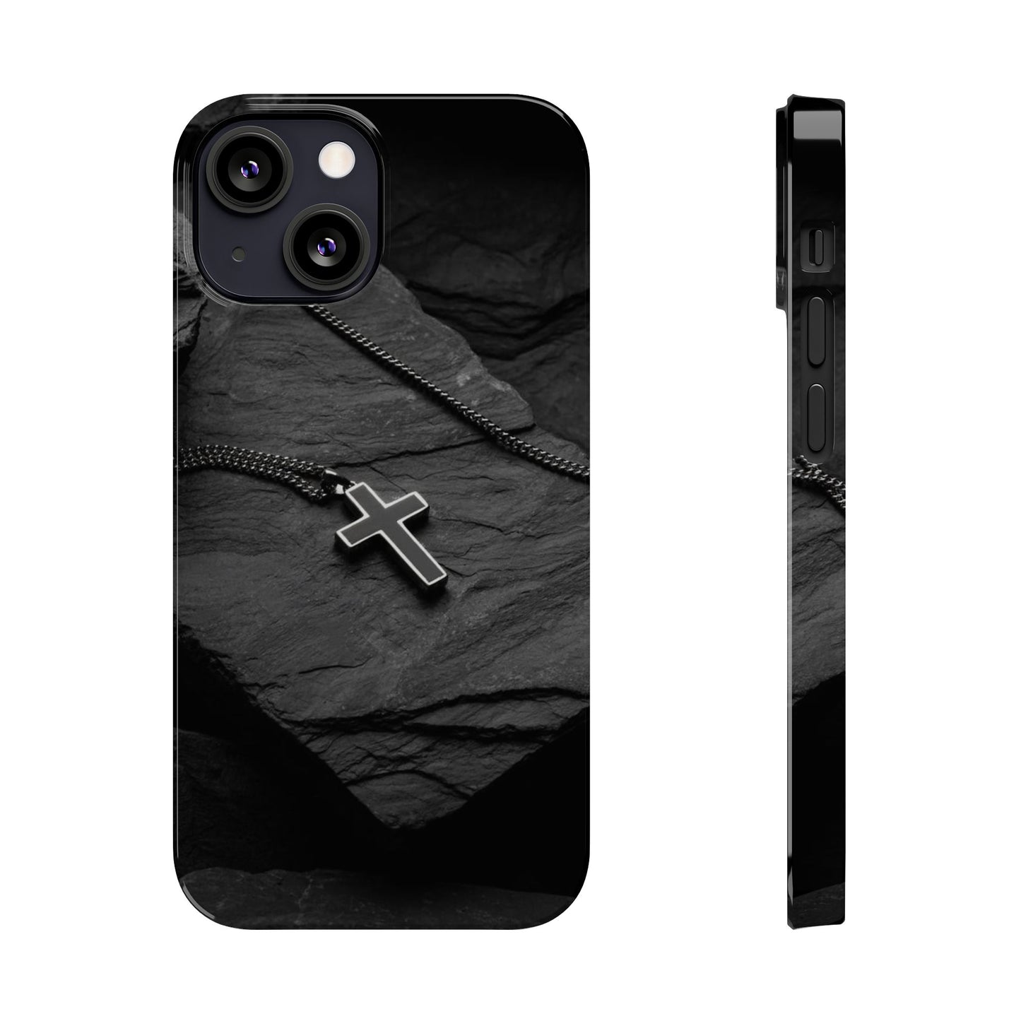 Minimalist Black Cross Slim Phone Case - Stylish & Modern Design